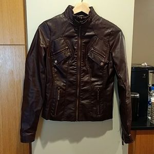BNWOT Burgundy JouJou Faux Leather Jacket